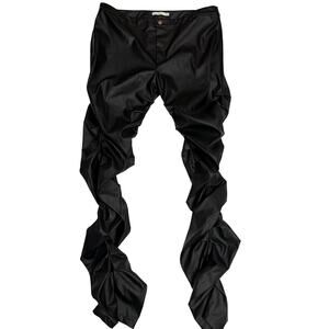MNML Men's Black Stacked Vegan Leather Pants Size 40
